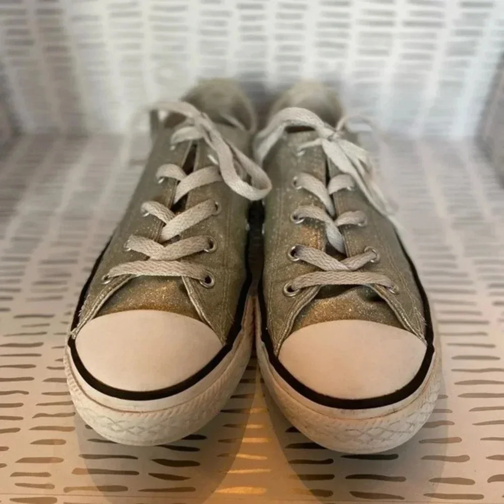 Silver Glitter Converse‎ kids size 3